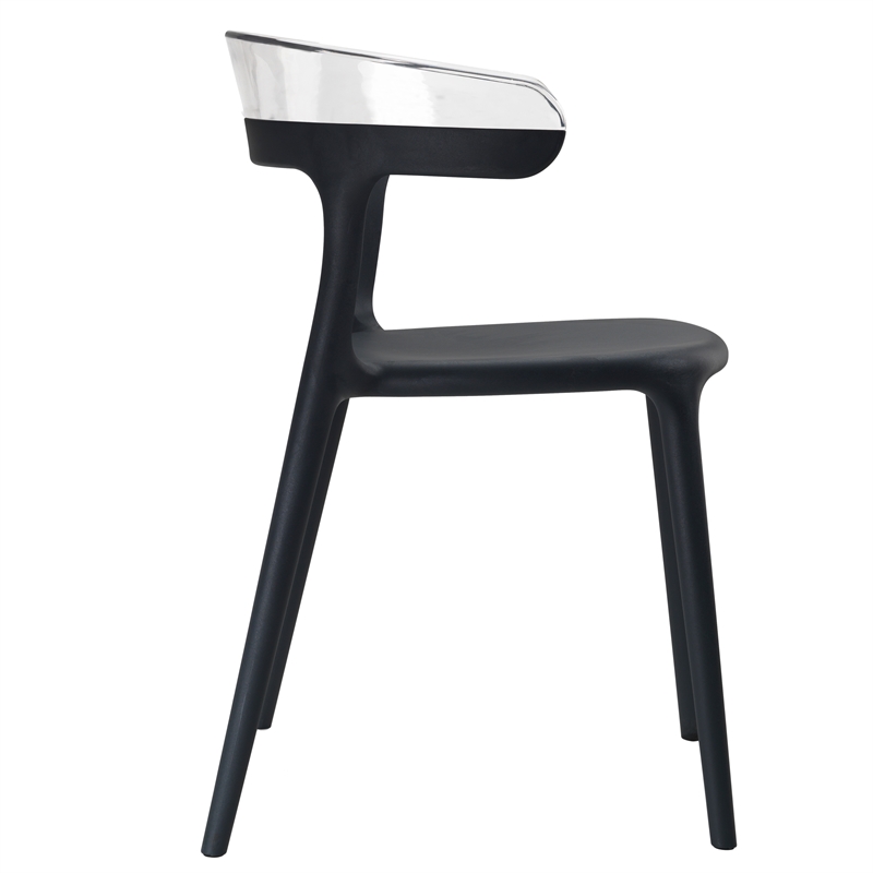 Pemberly Row Resin Patio Dining Chair in Black and Clear (Set of 2)