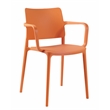 Pemberly Row Arm Resin Patio Dining Chair in Orange (Set of 2)