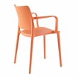 Pemberly Row Arm Resin Patio Dining Chair in Orange (Set of 2)