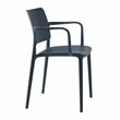 Pemberly Row Arm Resin Patio Dining Chair in Anthracite Black (Set of 2)