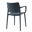 Pemberly Row Arm Resin Patio Dining Chair in Anthracite Black (Set of 2)