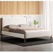 Pemberly Row Upholstered Platform Queen Bed in White Boucle Fabric