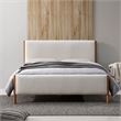 Pemberly Row Upholstered Platform Queen Bed in White Boucle Fabric