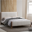 Pemberly Row Upholstered Platform Queen Bed in White Boucle Fabric