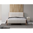 Pemberly Row Upholstered Platform Queen Bed in White Boucle Fabric