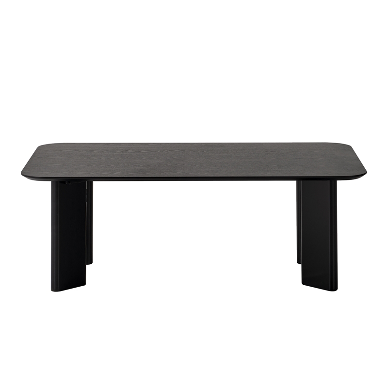 Pemberly Row Rectangular Wood Coffee Table with Rounded Corners in Black Ash