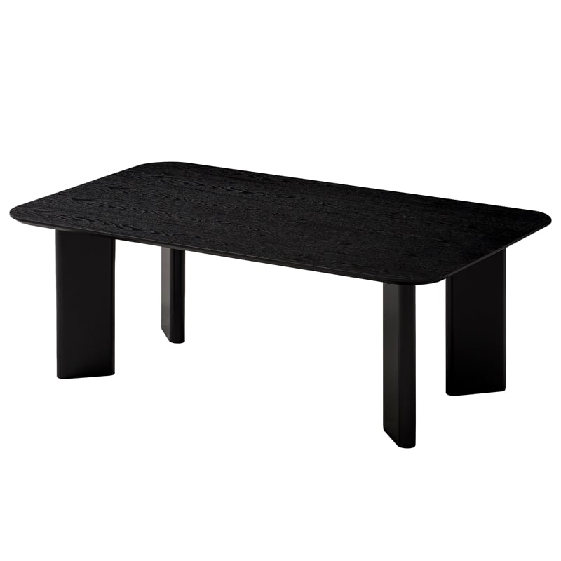 Pemberly Row Rectangular Wood Coffee Table with Rounded Corners in Black Ash