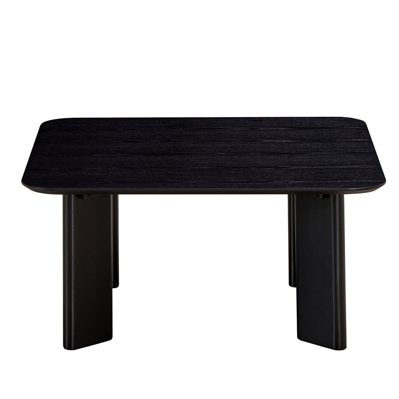 Pemberly Row Square Wood Coffee Table with Rounded Corners in Black Ash