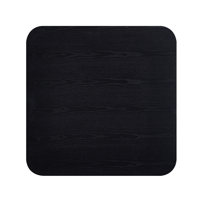 Pemberly Row Square Wood Coffee Table with Rounded Corners in Black Ash