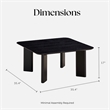 Pemberly Row Square Wood Coffee Table with Rounded Corners in Black Ash