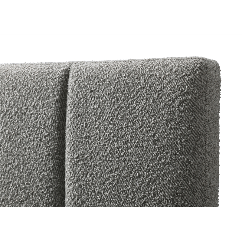 Pemberly Row Channel Tufted Upholstered Platform Queen Bed in Gray Boucle