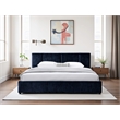 Pemberly Row Channel Tufted Upholstered Platform King Bed in Blue Fabric