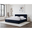 Pemberly Row Channel Tufted Upholstered Platform King Bed in Blue Fabric