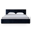 Pemberly Row Channel Tufted Upholstered Platform King Bed in Blue Fabric
