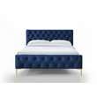 Pemberly Row Button Tufted Wood and Velvet Queen Platform Bed in Blue