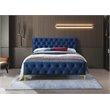 Pemberly Row Button Tufted Wood and Velvet Queen Platform Bed in Blue