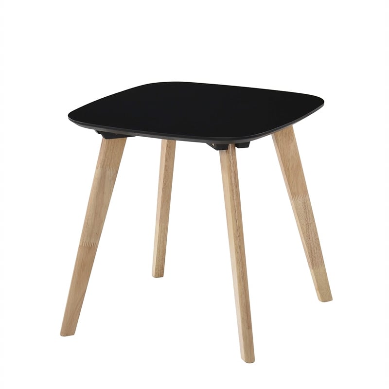 Pemberly Row Solid Wood End Table with Natural Oak Stain Legs in Black