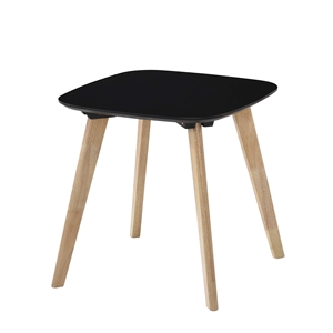 Pemberly Row Solid Wood End Table with Natural Oak Stain Legs in Black