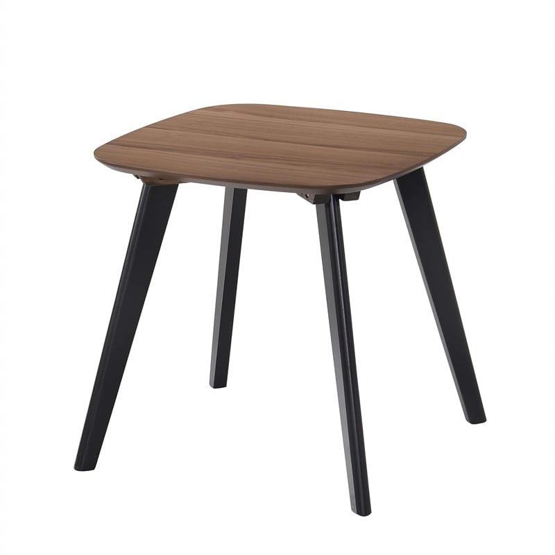 Pemberly Row Solid Wood End Table with Natural Oak Stain Legs in Black