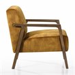 Pemberly Row Solid Wood and Fabric Upholstered Lounge Accent Chair in Gold