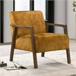 Pemberly Row Solid Wood and Fabric Upholstered Lounge Accent Chair in Gold