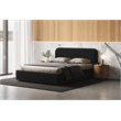 Pemberly Row Rounded Headboard Upholstered Platform Queen Bed in Black Boucle