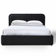 Pemberly Row Rounded Headboard Upholstered Platform Queen Bed in Black Boucle