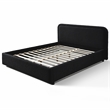 Pemberly Row Rounded Headboard Upholstered Platform Queen Bed in Black Boucle