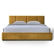 Pemberly Row Channel Tufted Upholstered Platform King Bed in Gold Fabric