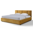 Pemberly Row Channel Tufted Upholstered Platform King Bed in Gold Fabric
