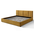 Pemberly Row Channel Tufted Upholstered Platform King Bed in Gold Fabric