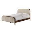 Pemberly Row Wooden Queen Size Platform Bed in Walnut and Beige