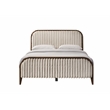 Pemberly Row Wooden Queen Size Platform Bed in Walnut and Beige