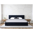 Pemberly Row Vertical Tufted Upholstered Platform King Bed in Blue Fabric