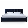 Pemberly Row Vertical Tufted Upholstered Platform King Bed in Blue Fabric