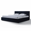 Pemberly Row Vertical Tufted Upholstered Platform King Bed in Blue Fabric