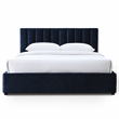 Pemberly Row Vertical Tufted Fabric Upholstered Platform Queen Bed in Blue