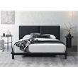 Pemberly Row Queen Size Wood Platform Bed in Black Frame and Black Boucle