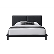 Pemberly Row Queen Size Wood Platform Bed in Black Frame and Black Boucle