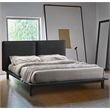 Pemberly Row Queen Size Wood Platform Bed in Black Frame and Black Boucle