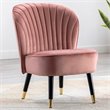 Pemberly Row Wood and Velvet Upholstered Accent Chair with Gold Tips in Pink