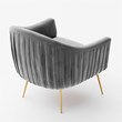 Pemberly Row Velvet Upholstered Accent Armchair with Gold Legs in Gray