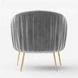 Pemberly Row Velvet Upholstered Accent Armchair with Gold Legs in Gray