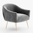 Pemberly Row Velvet Upholstered Accent Armchair with Gold Legs in Gray