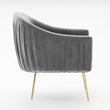 Pemberly Row Velvet Upholstered Accent Armchair with Gold Legs in Gray