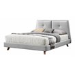 Pemberly Row Wood and Fabric Upholstered Queen Platform Bed in Light Gray