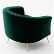 Pemberly Row Barrel Steel and Velvet Accent Chair with Gold Legs in Green