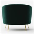 Pemberly Row Barrel Steel and Velvet Accent Chair with Gold Legs in Green