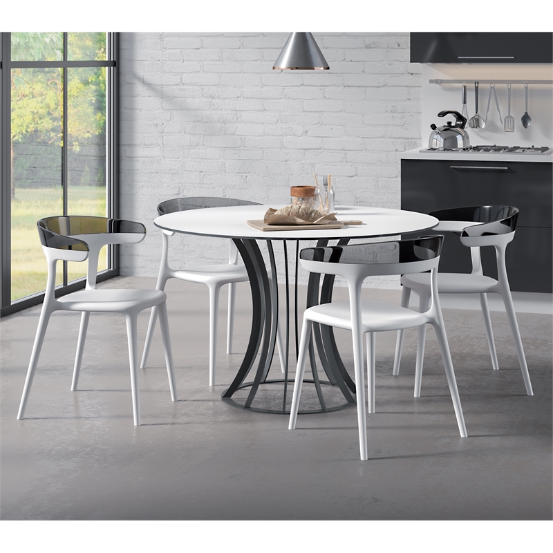 Pemberly Row Modern Resin Patio Dining Chair in White (Set of 2)