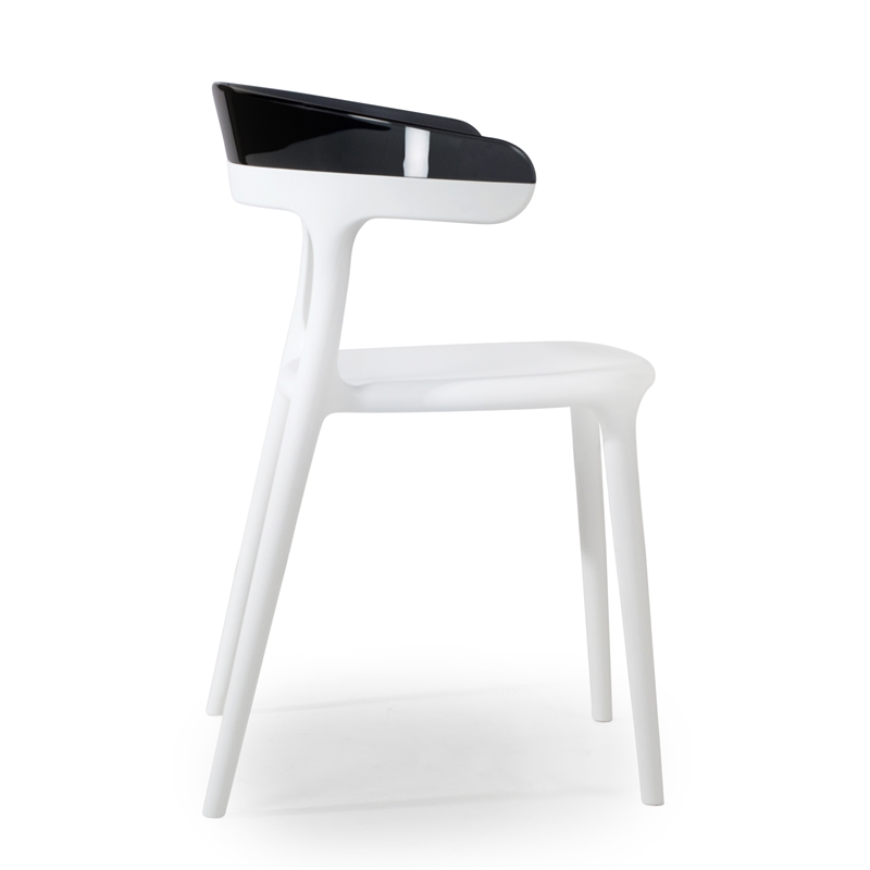Pemberly Row Modern Resin Patio Dining Chair in White (Set of 2)